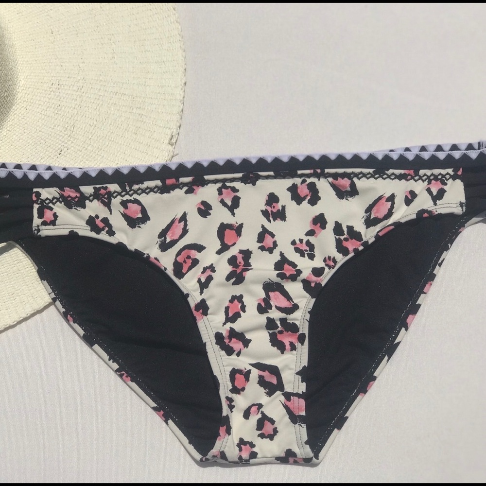 3/$15 Painted Pink Leopard High Cut Bikini Bottoms
